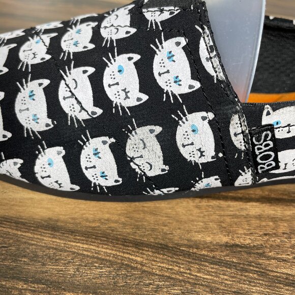 Skechers BOBS Plush Happy Meow Womens Size 7 Shoes Black White Slip On Flats - Picture 12 of 14